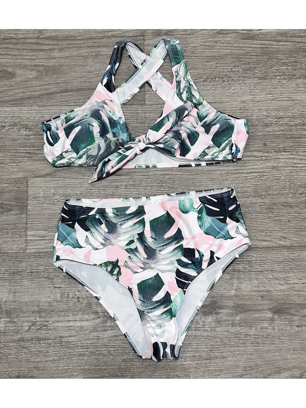 Bikini Set Womens L Retro Swimsuit High Waisted Bottom Summer Swimwear Floral